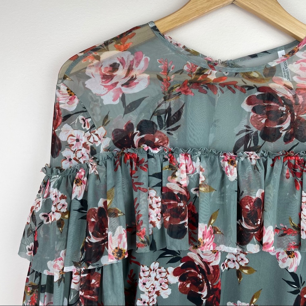 Amanda Uprichard Lowery Ruffle Floral Bodysuit M - Picture 2 of 10